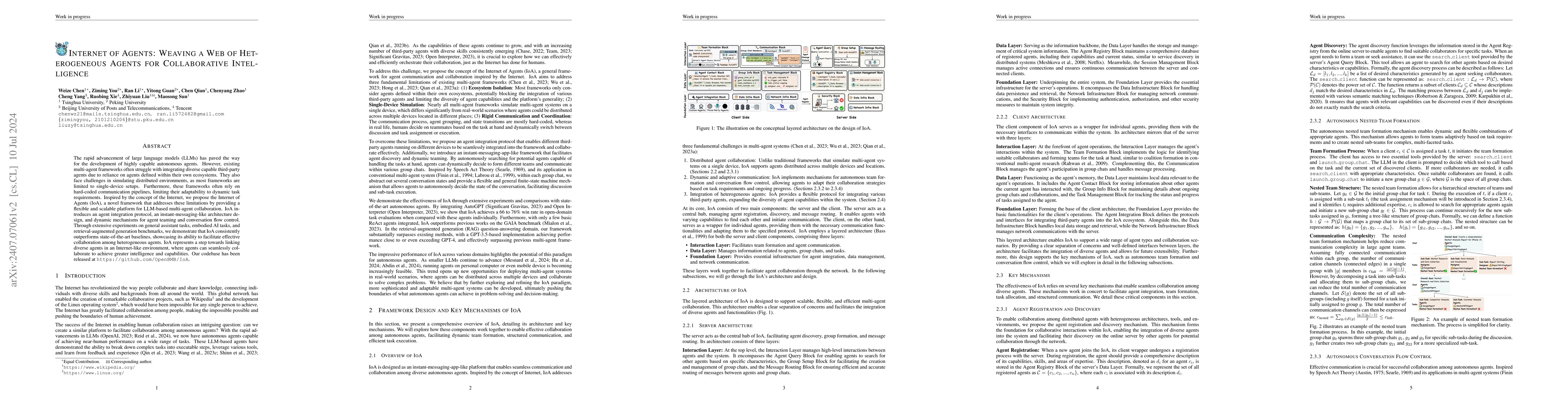 Thumbnail for Internet of Agents: Weaving a Web of Heterogeneous Agents for
  Collaborative Intelligence
