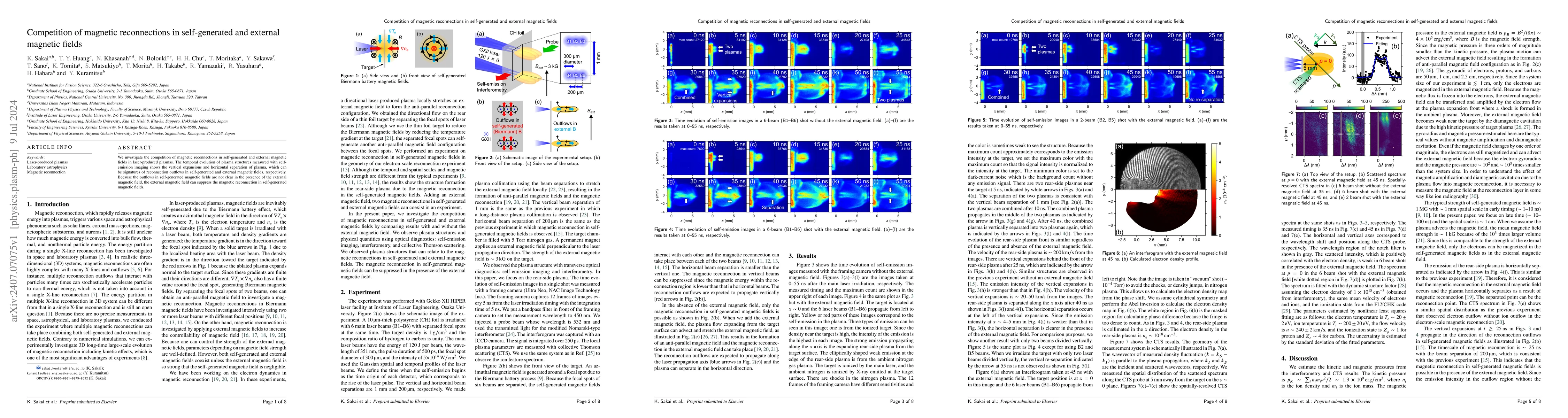 Thumbnail for Competition of magnetic reconnections in self-generated and external
  magnetic fields