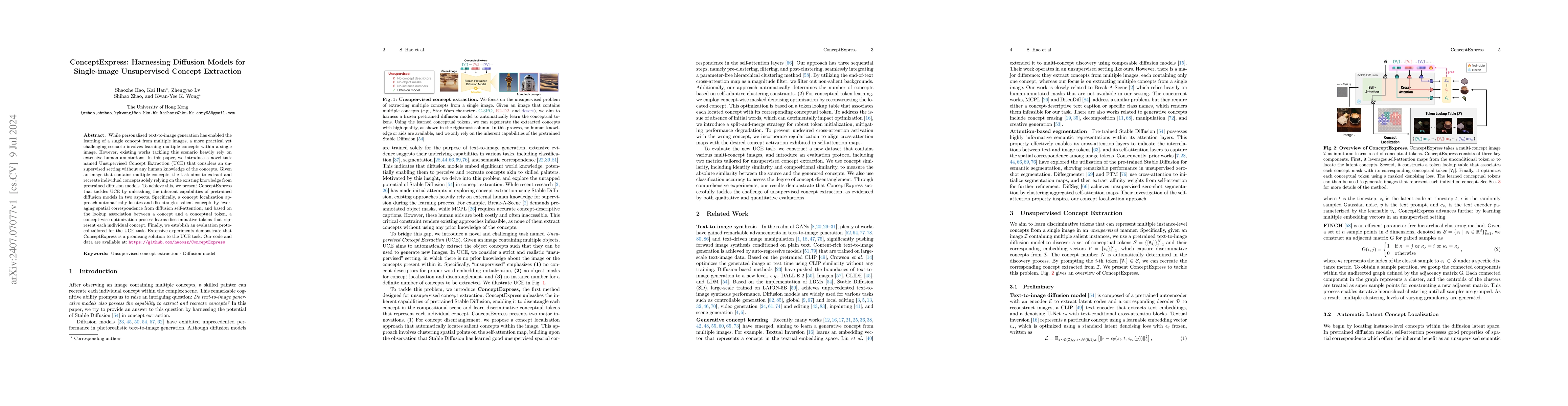 Thumbnail for ConceptExpress: Harnessing Diffusion Models for Single-image
  Unsupervised Concept Extraction
