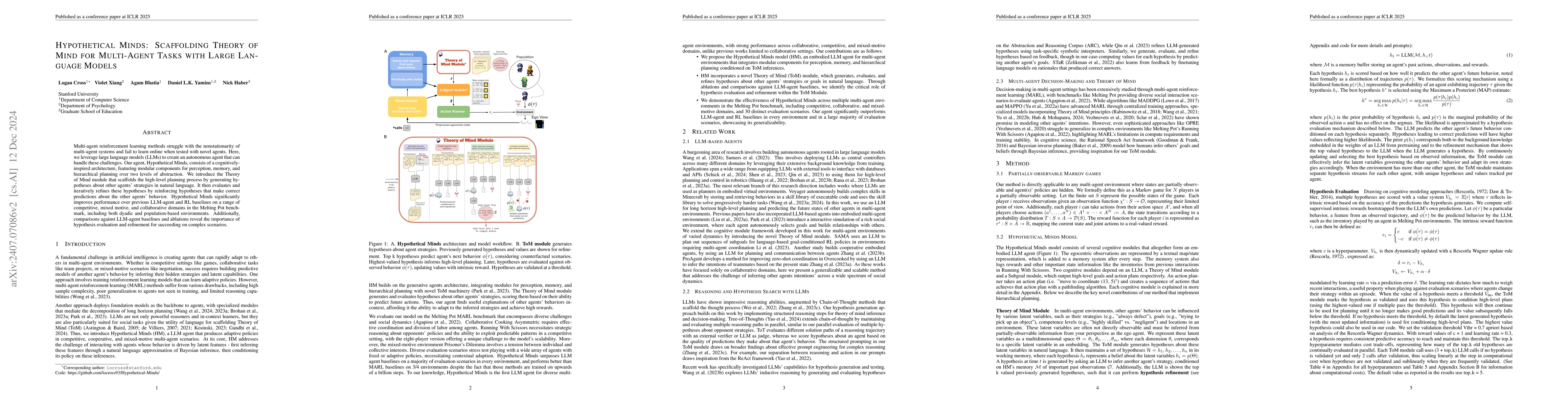 Thumbnail for Hypothetical Minds: Scaffolding Theory of Mind for Multi-Agent Tasks
  with Large Language Models