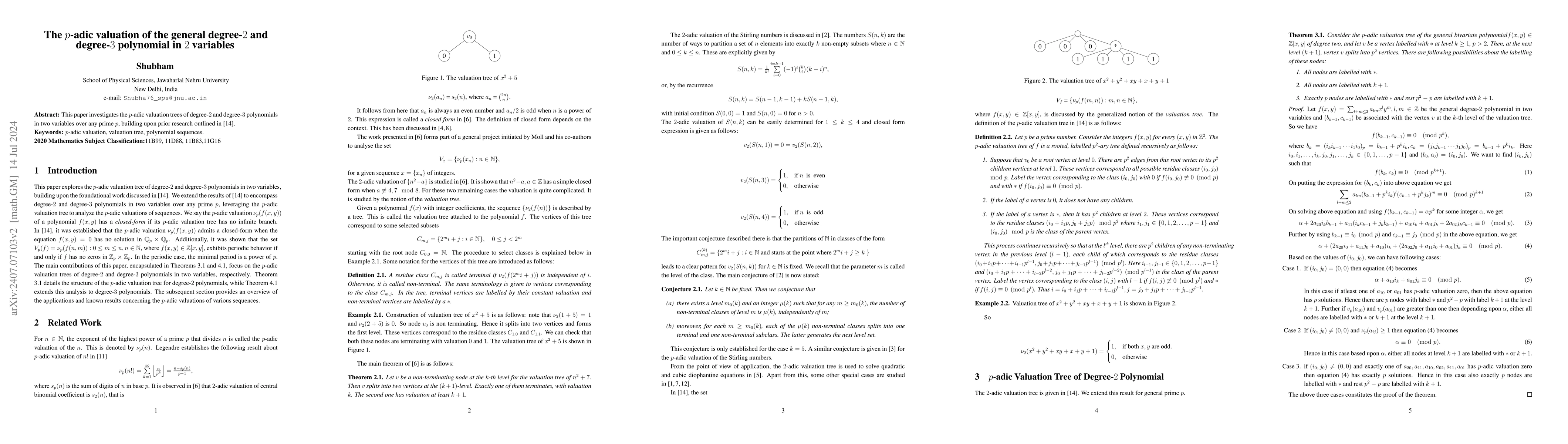 Thumbnail for The p-adic valuation of the general degree-2 and degree-3 polynomial in
  2 variables