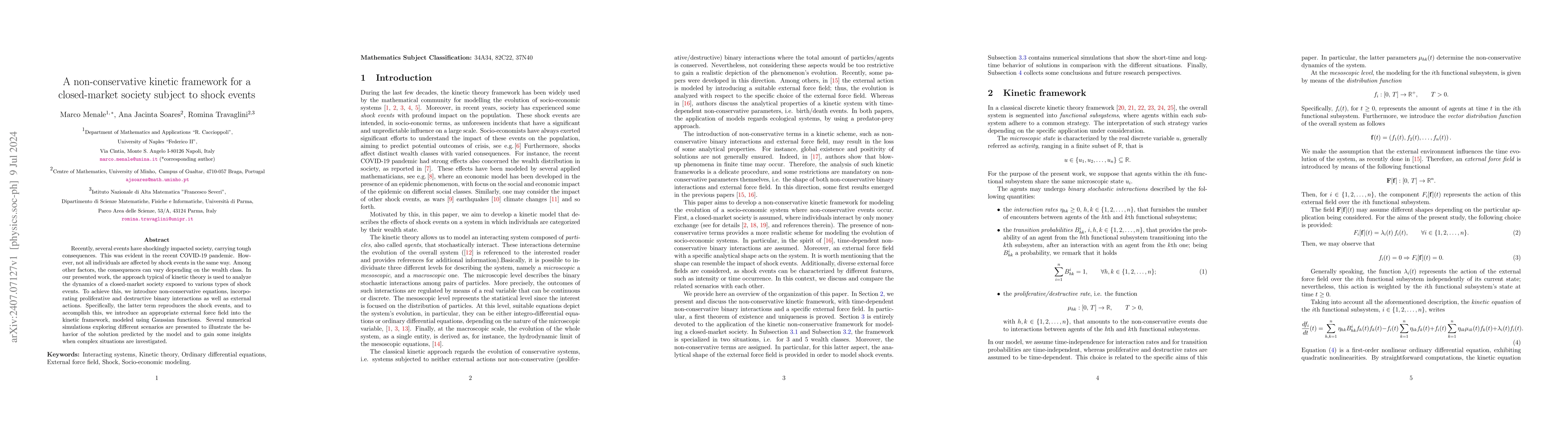 Thumbnail for A non-conservative kinetic framework for a closed-market society subject
  to shock events