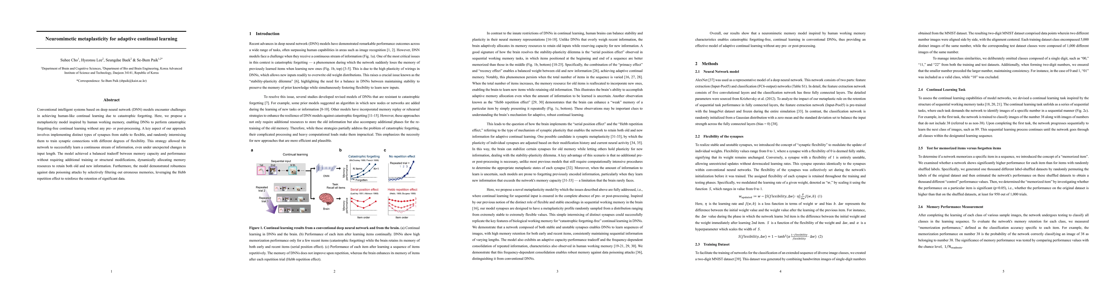 Thumbnail for Neuromimetic metaplasticity for adaptive continual learning