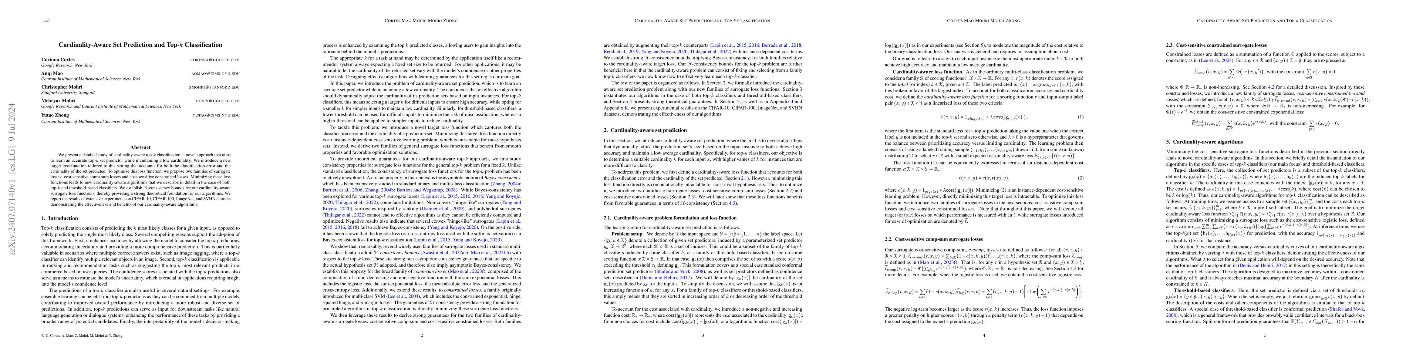 Thumbnail for Cardinality-Aware Set Prediction and Top-$k$ Classification