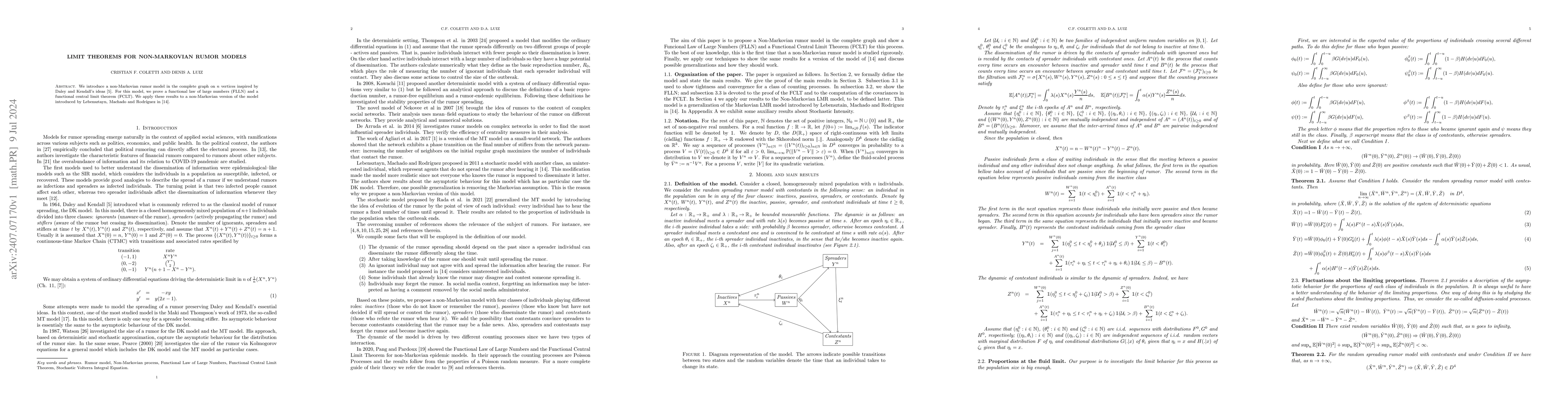 Thumbnail for Limit theorems for Non-Markovian rumor models