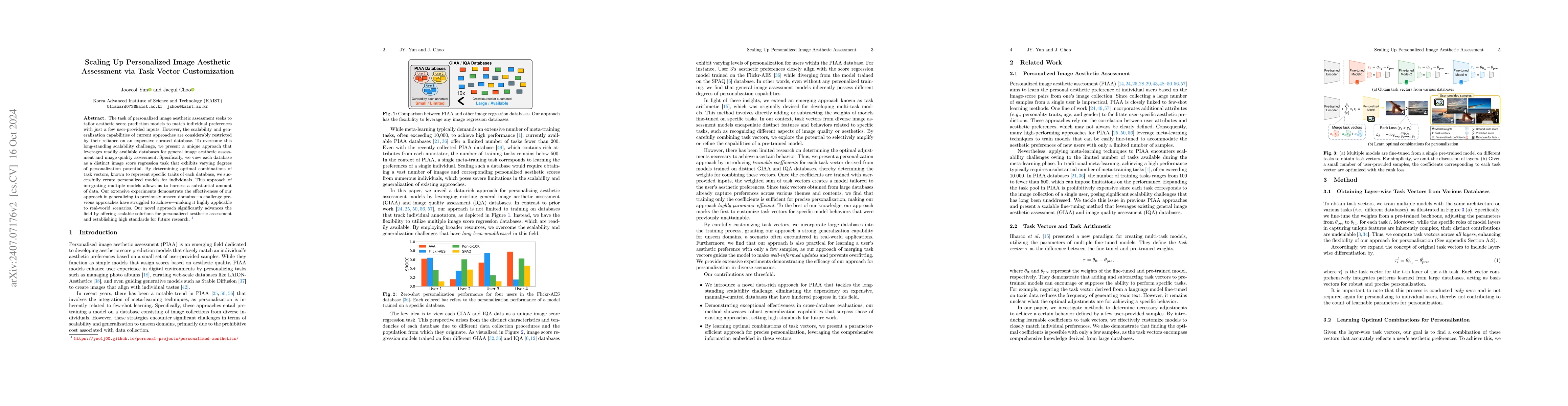 Thumbnail for Scaling Up Personalized Aesthetic Assessment via Task Vector
  Customization