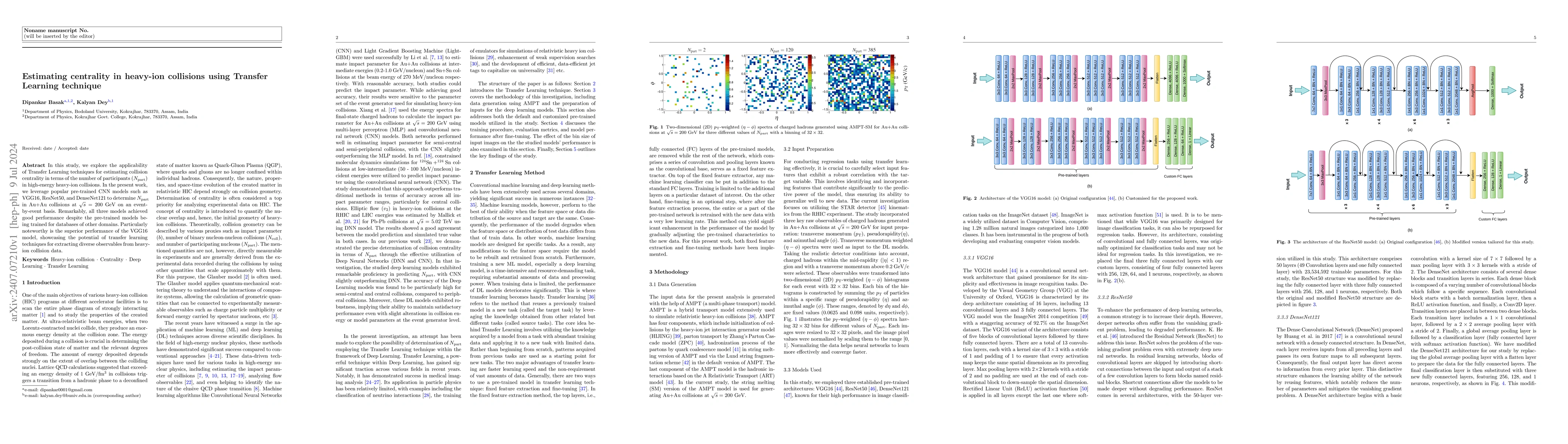 Thumbnail for Estimating centrality in heavy-ion collisions using Transfer Learning
  technique
