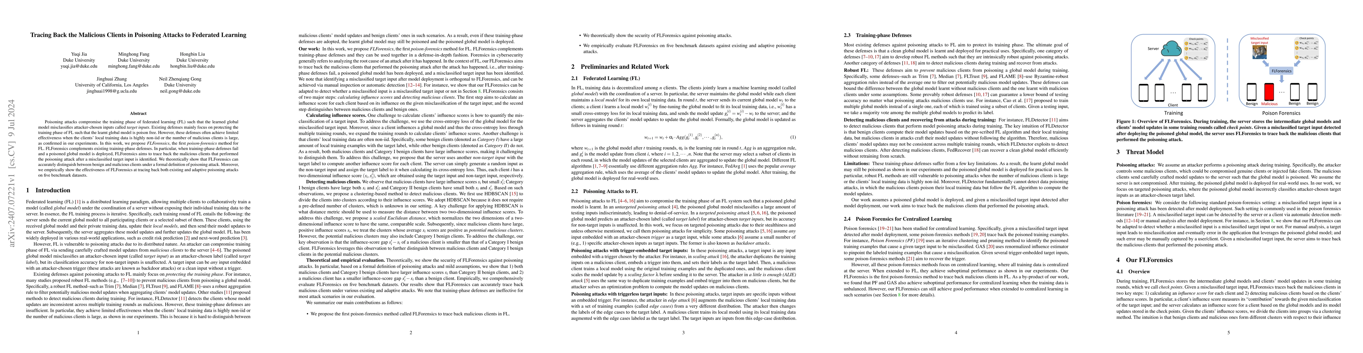 Thumbnail for Tracing Back the Malicious Clients in Poisoning Attacks to Federated
  Learning