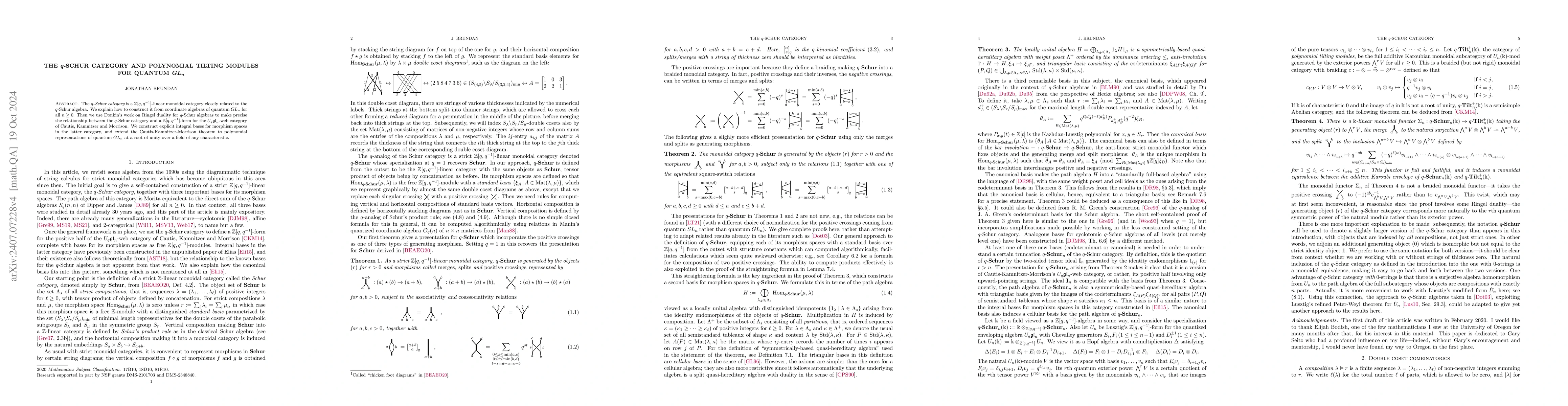 Thumbnail for The $q$-Schur category and polynomial tilting modules for quantum $GL_n$