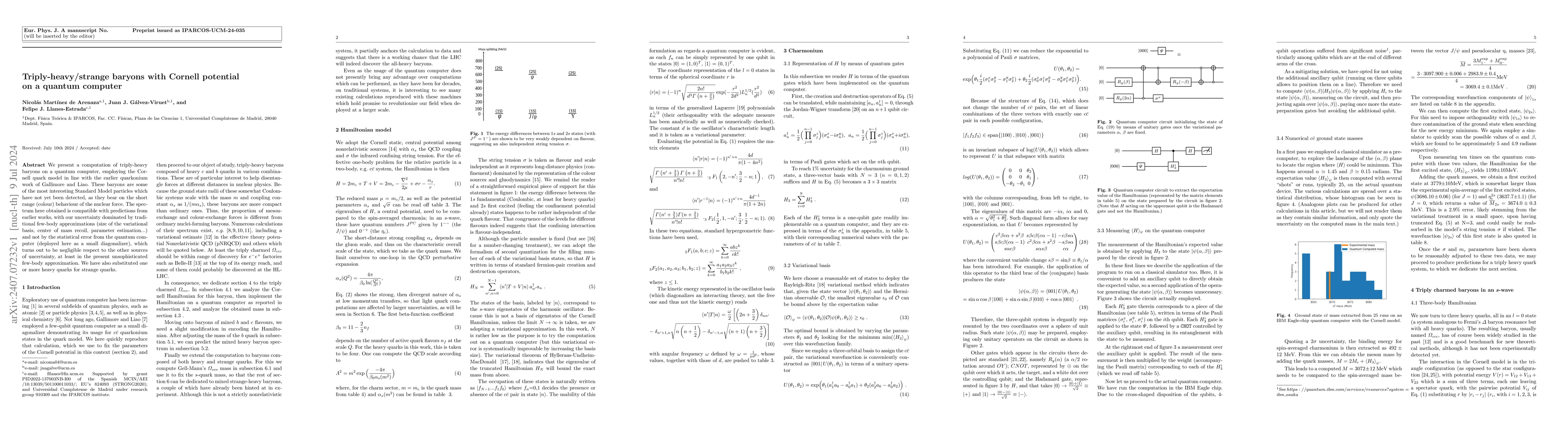 Thumbnail for Triply-heavy/strange baryons with Cornell potential on a quantum
  computer