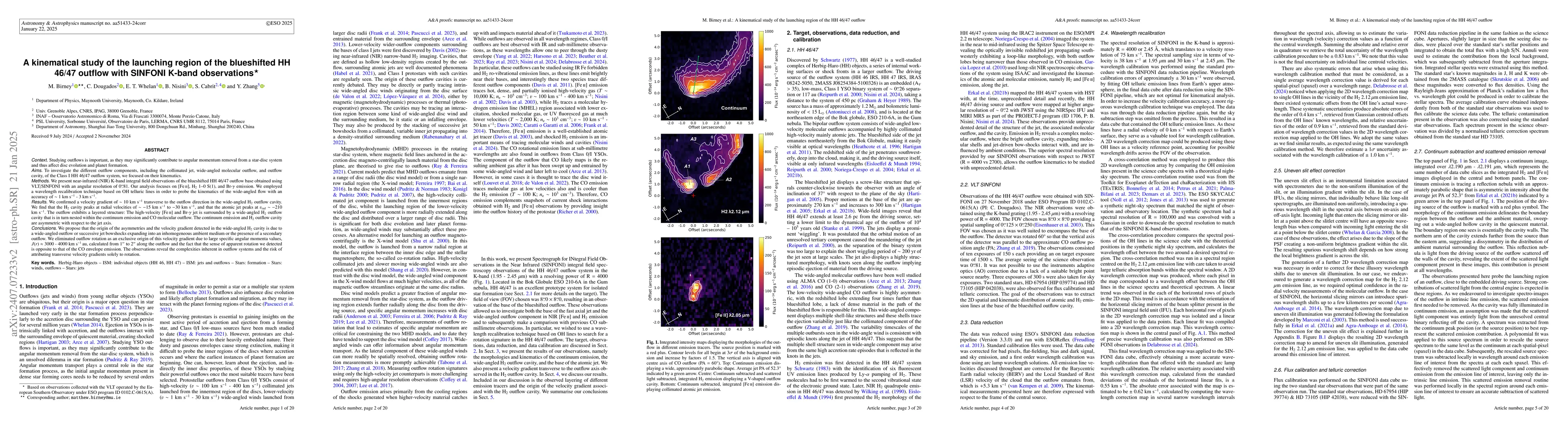 Thumbnail for A kinematical study of the launching region of the blueshifted HH 46/47
  outflow with SINFONI K-band observations