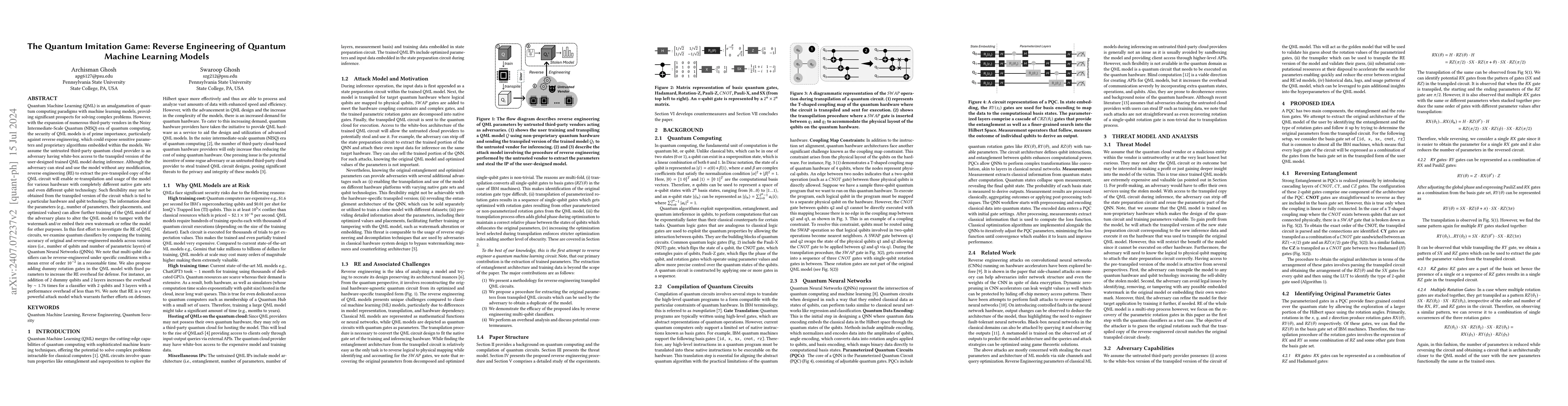 Thumbnail for The Quantum Imitation Game: Reverse Engineering of Quantum Machine
  Learning Models