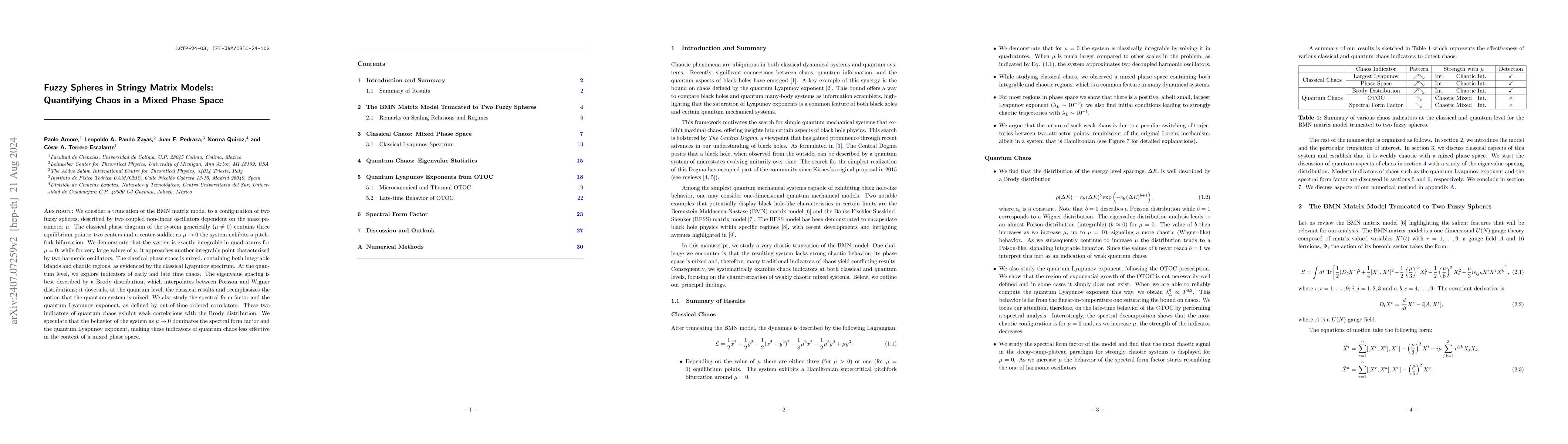 Thumbnail for Fuzzy Spheres in Stringy Matrix Models: Quantifying Chaos in a Mixed
  Phase Space