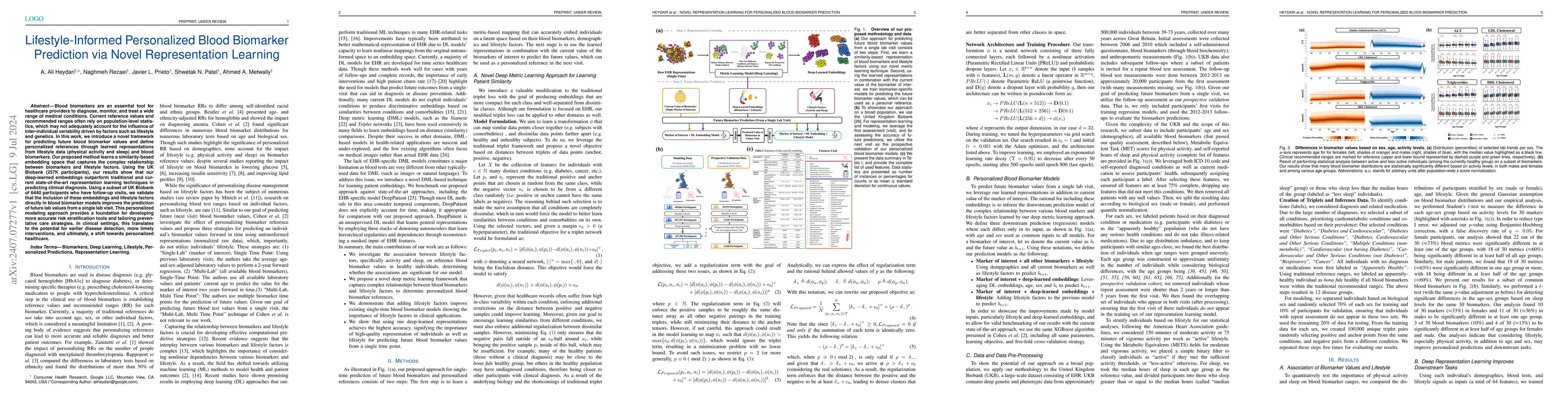 Thumbnail for Lifestyle-Informed Personalized Blood Biomarker Prediction via Novel
  Representation Learning