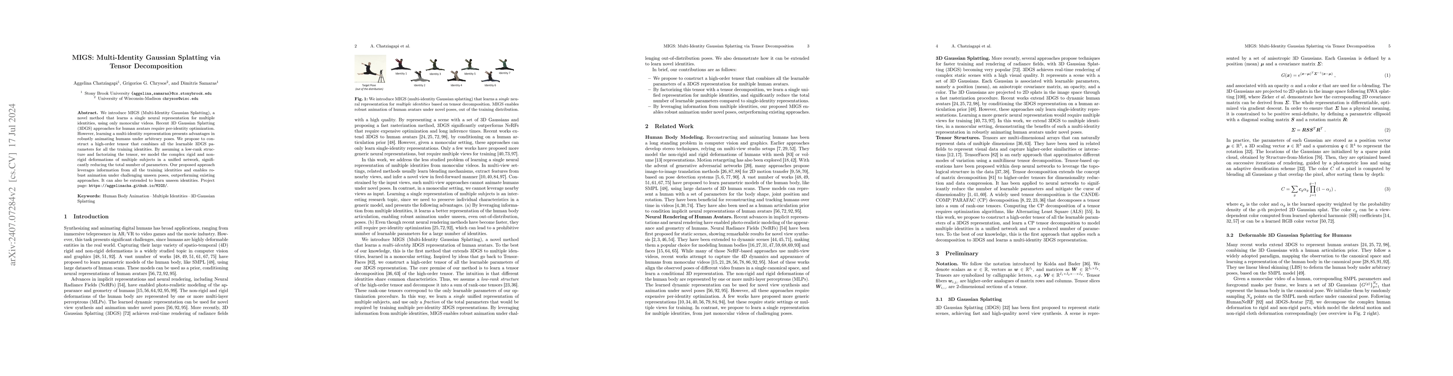 Thumbnail for MIGS: Multi-Identity Gaussian Splatting via Tensor Decomposition