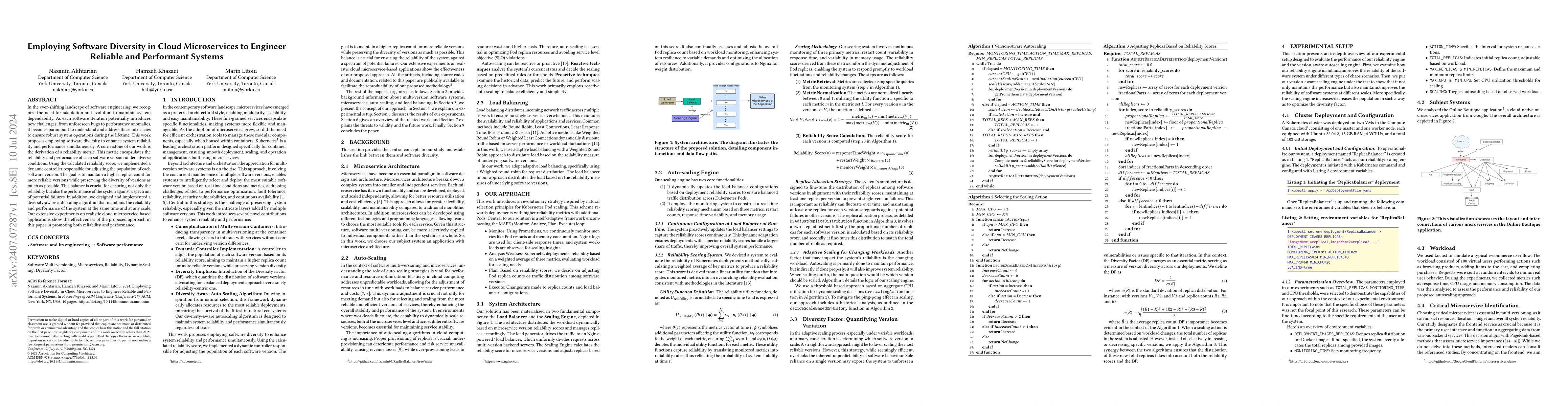 Thumbnail for Employing Software Diversity in Cloud Microservices to Engineer Reliable
  and Performant Systems