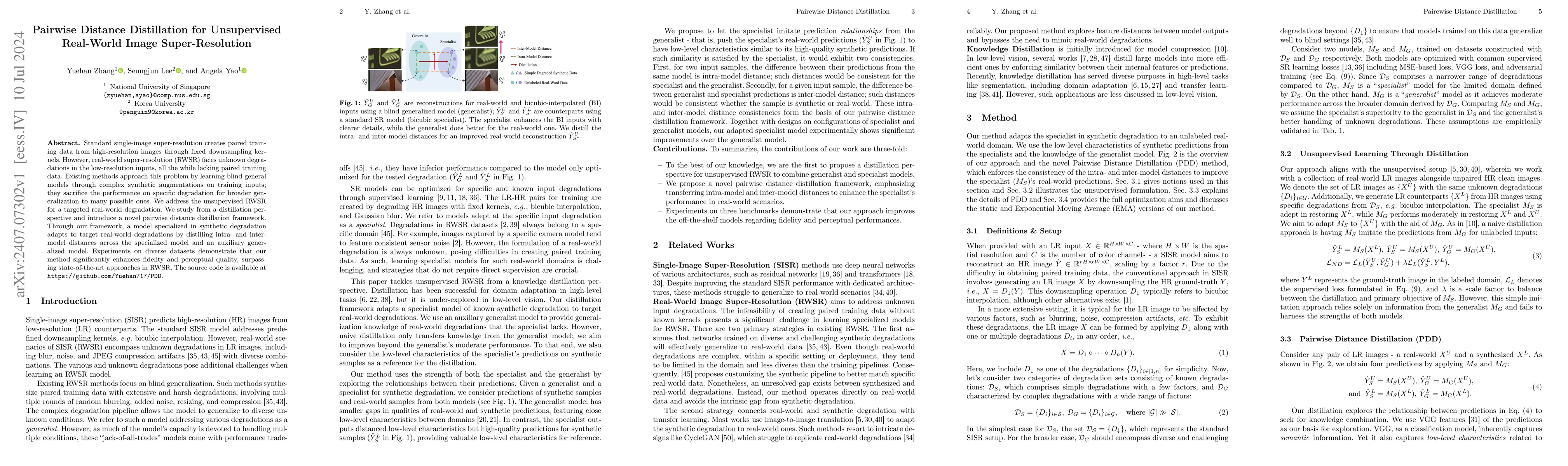 Thumbnail for Pairwise Distance Distillation for Unsupervised Real-World Image
  Super-Resolution