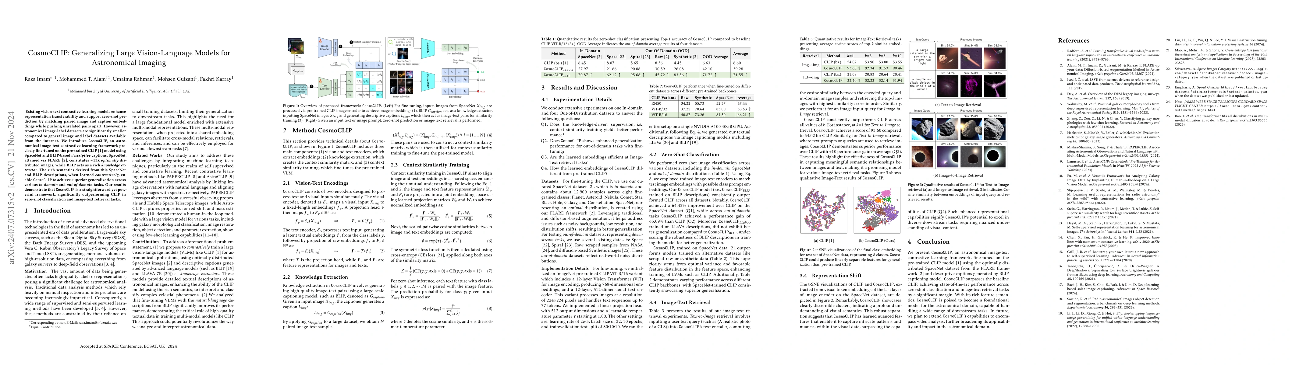 Thumbnail for CosmoCLIP: Generalizing Large Vision-Language Models for Astronomical
  Imaging