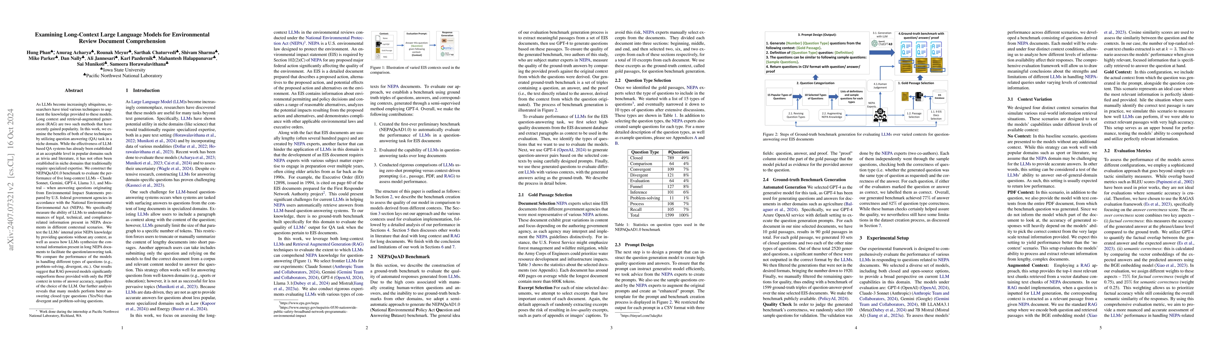 Thumbnail for RAG vs. Long Context: Examining Frontier Large Language Models for
  Environmental Review Document Comprehension