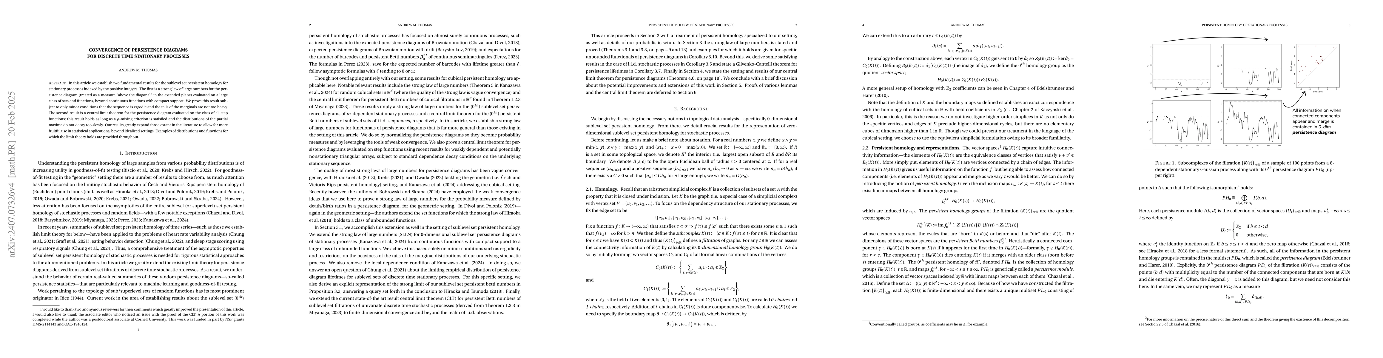 Thumbnail for Convergence of persistence diagrams for discrete time stationary
  processes