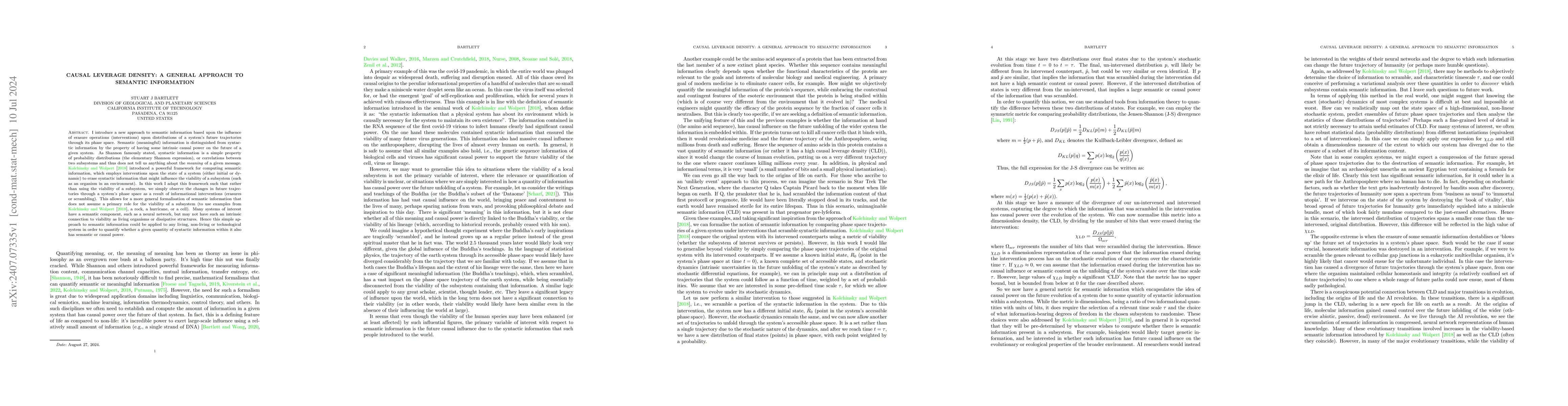 Thumbnail for Causal Leverage Density: A General Approach to Semantic Information