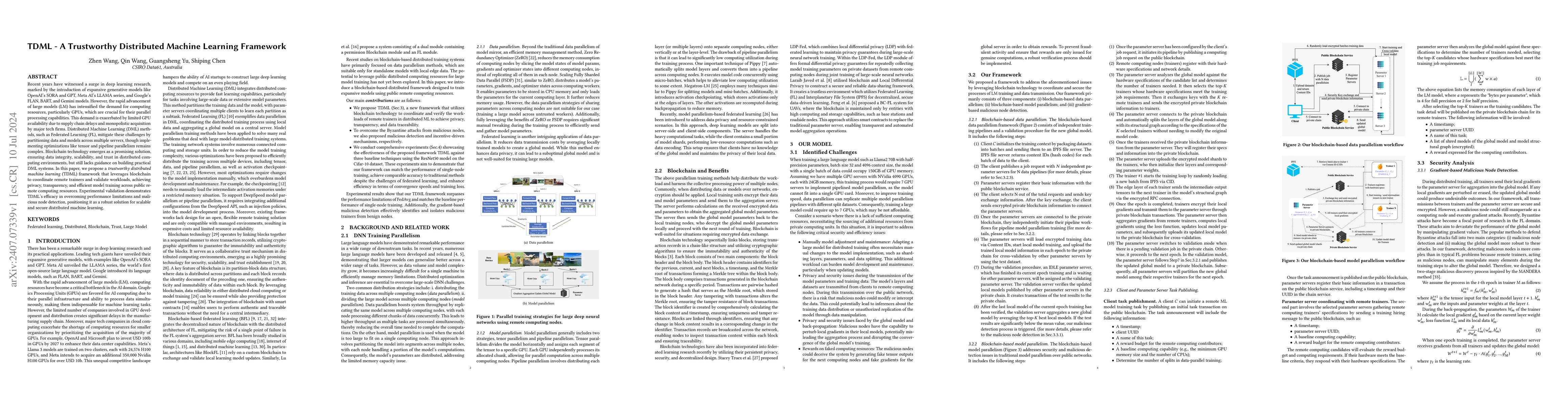 Thumbnail for TDML -- A Trustworthy Distributed Machine Learning Framework