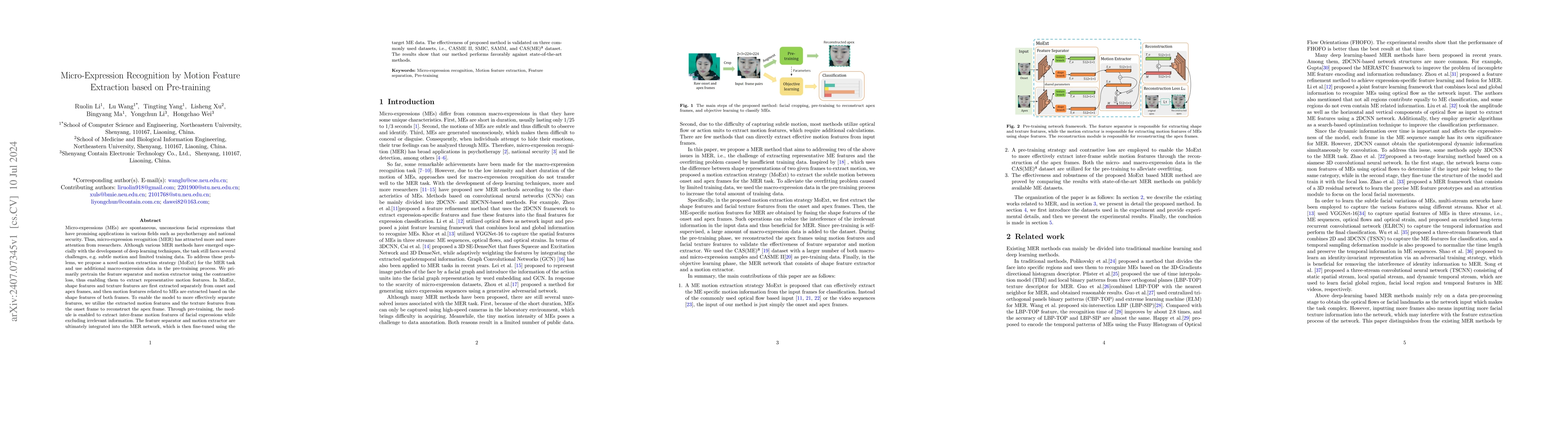 Thumbnail for Micro-Expression Recognition by Motion Feature Extraction based on
  Pre-training