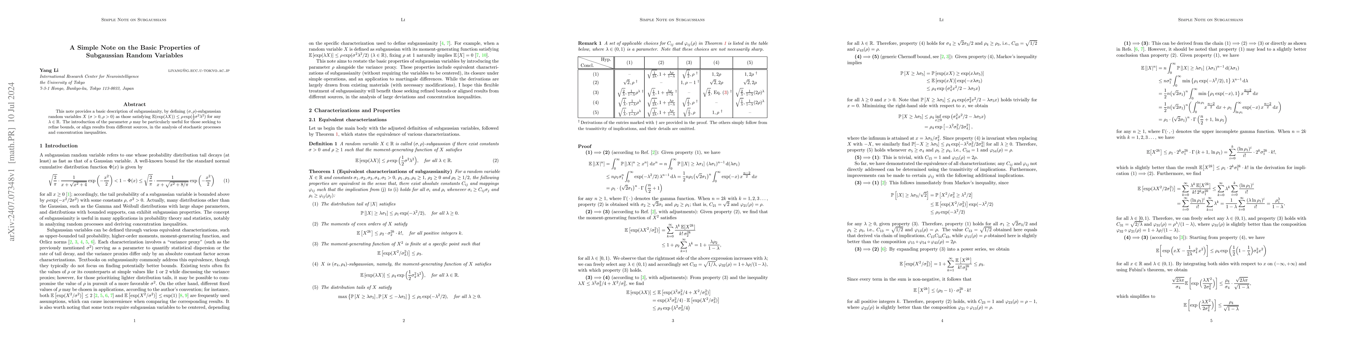 Thumbnail for A Simple Note on the Basic Properties of Subgaussian Random Variables