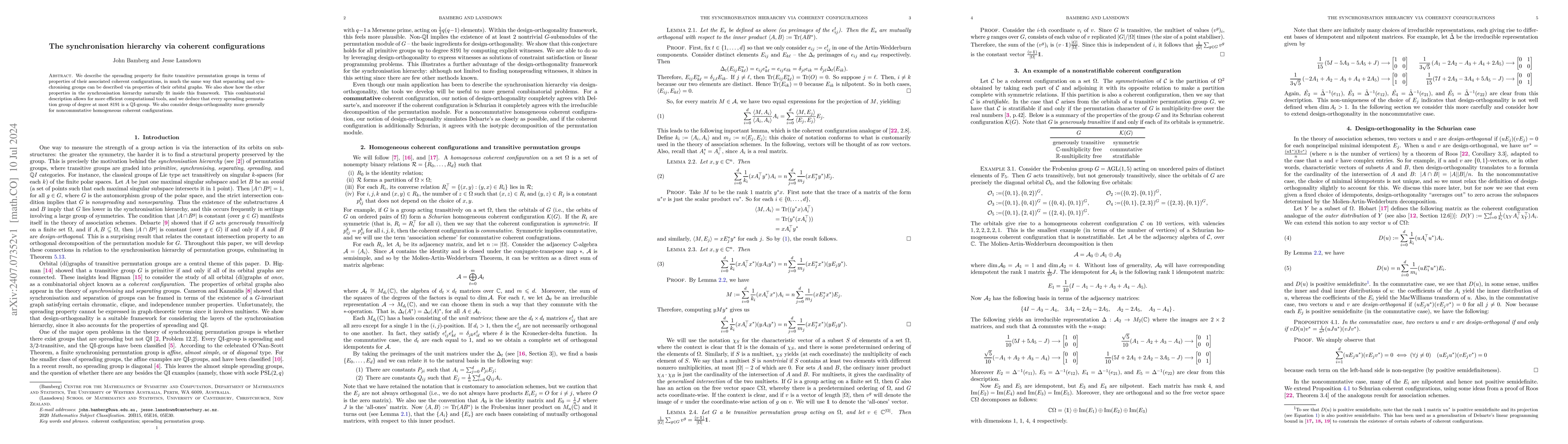 Thumbnail for The synchronisation hierarchy via coherent configurations