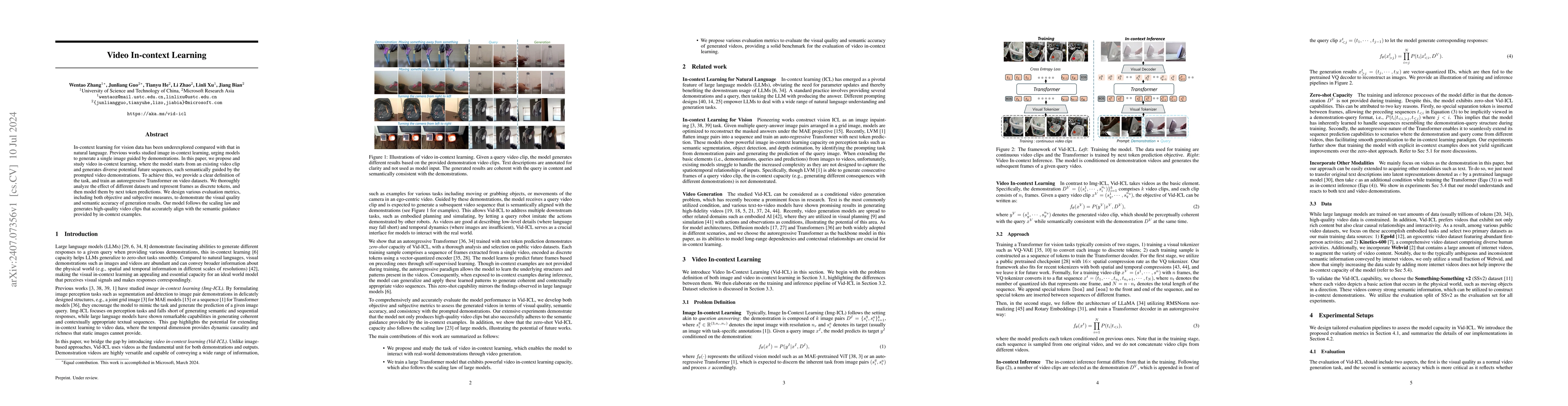 Thumbnail for Video In-context Learning