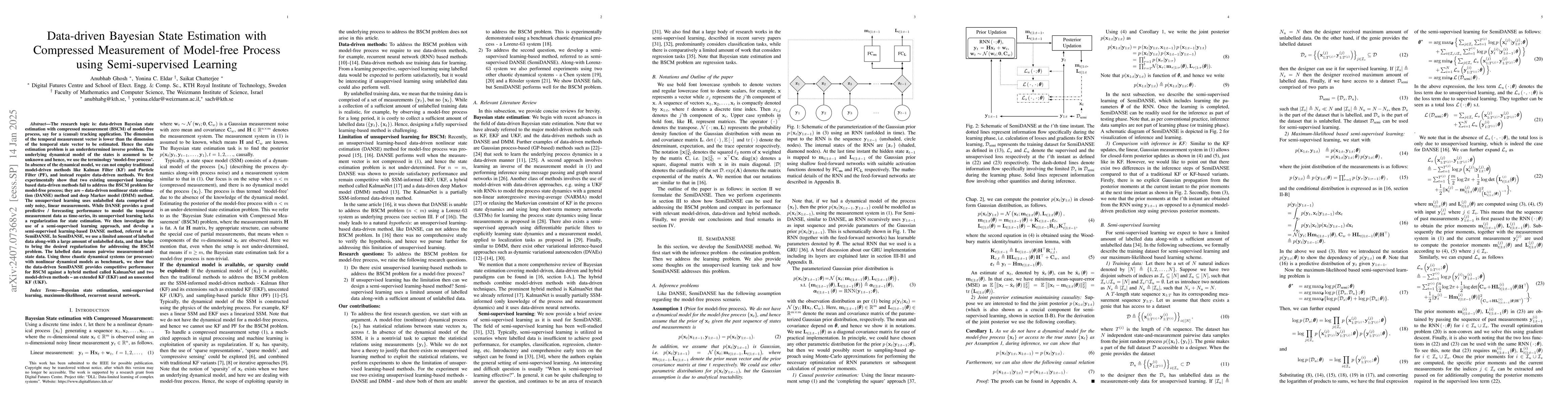 Thumbnail for Data-driven Bayesian State Estimation with Compressed Measurement of
  Model-free Process using Semi-supervised Learning