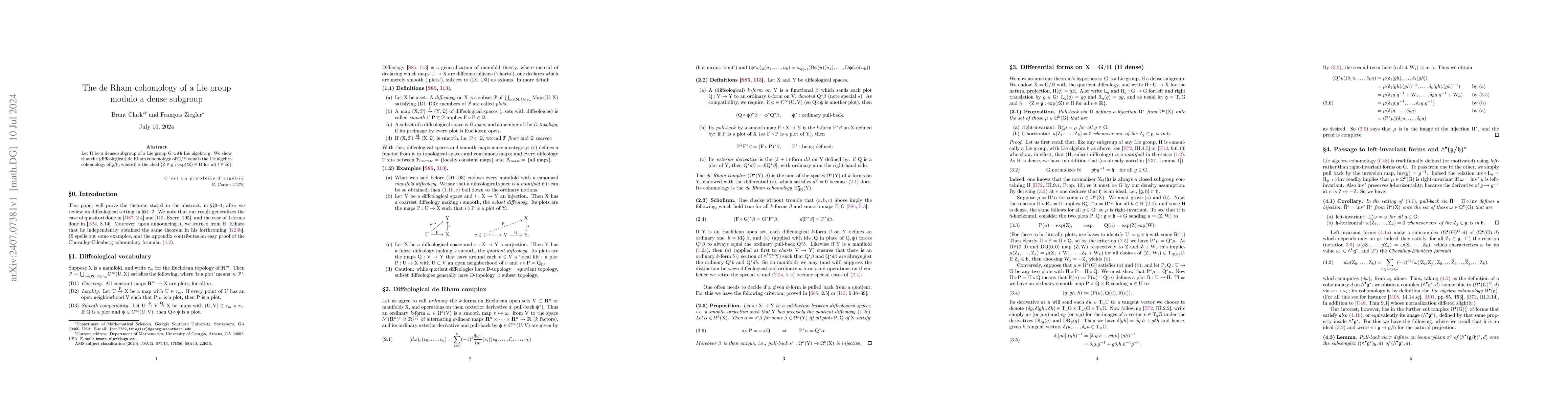 Thumbnail for The de Rham cohomology of a Lie group modulo a dense subgroup
