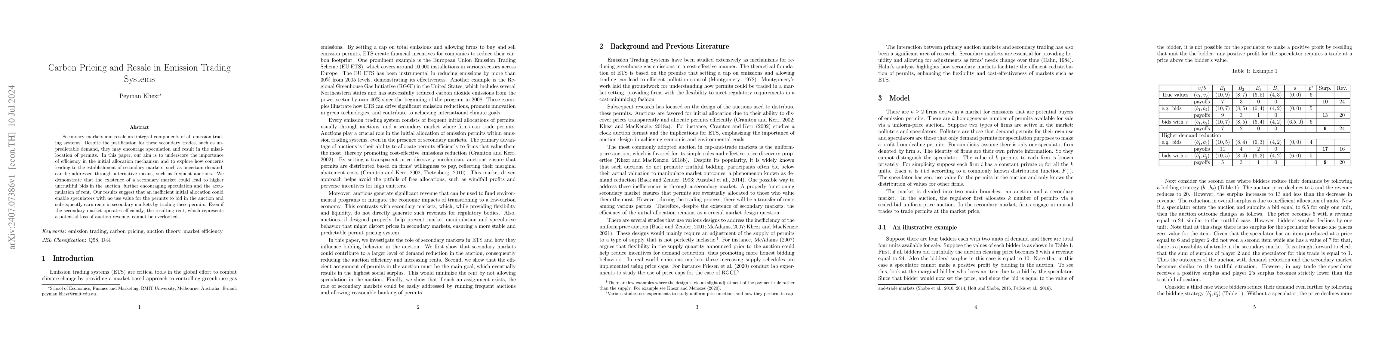 Thumbnail for Carbon Pricing and Resale in Emission Trading Systems