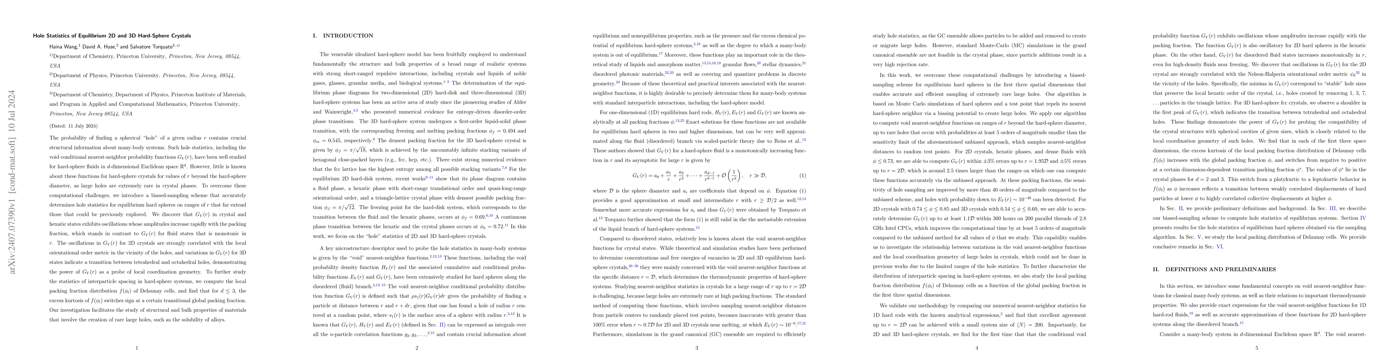 Thumbnail for Hole Statistics of Equilibrium 2D and 3D Hard-Sphere Crystals