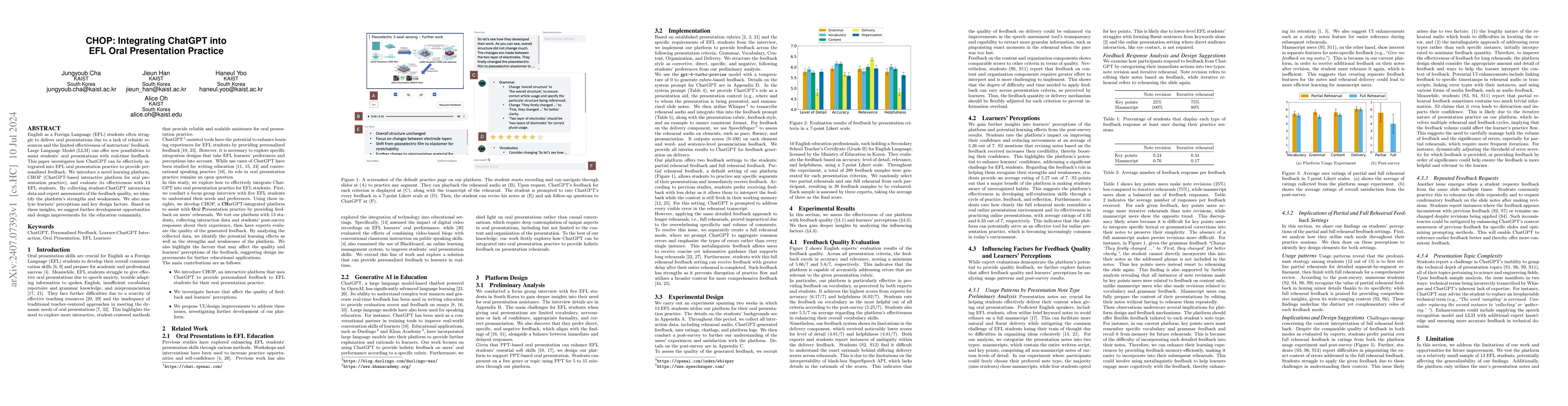 Thumbnail for CHOP: Integrating ChatGPT into EFL Oral Presentation Practice