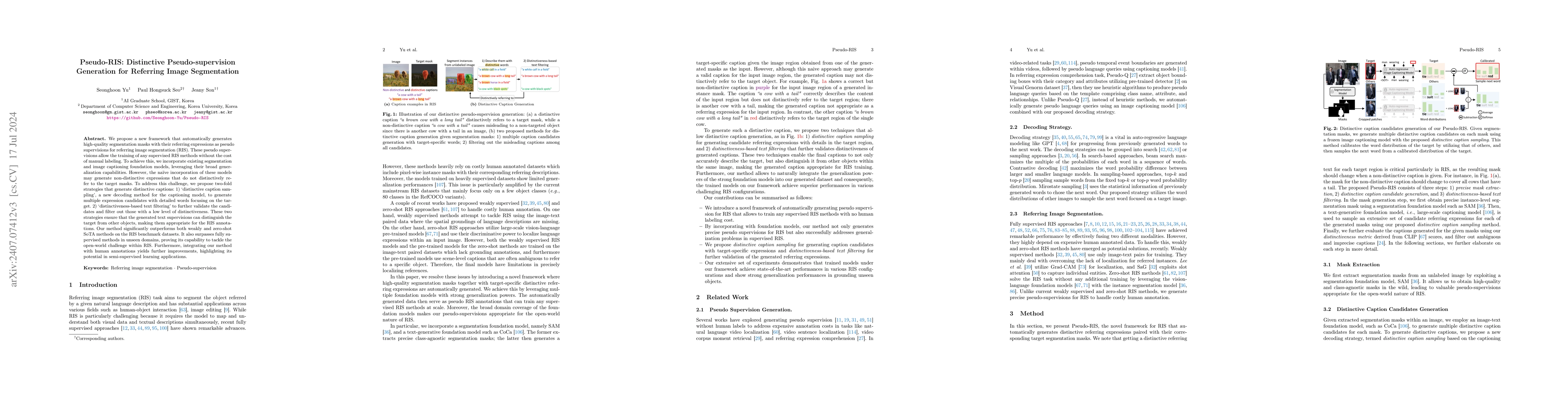 Thumbnail for Pseudo-RIS: Distinctive Pseudo-supervision Generation for Referring
  Image Segmentation