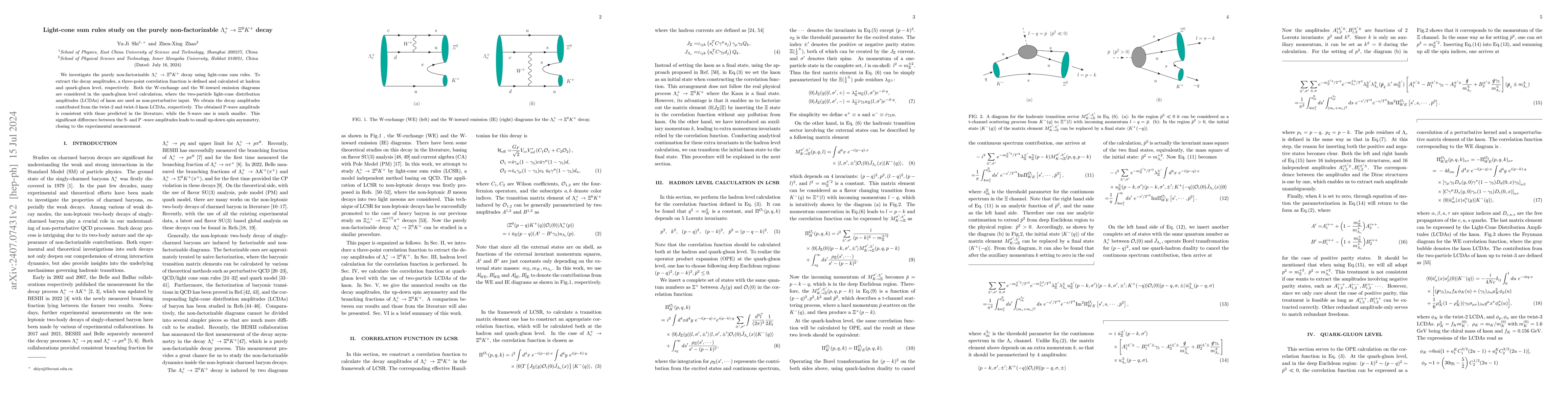 Thumbnail for Light-cone sum rules study on the purely non-factorizable
  $Λ_{c}^{+}\toΞ^{0}K^{+}$ decay