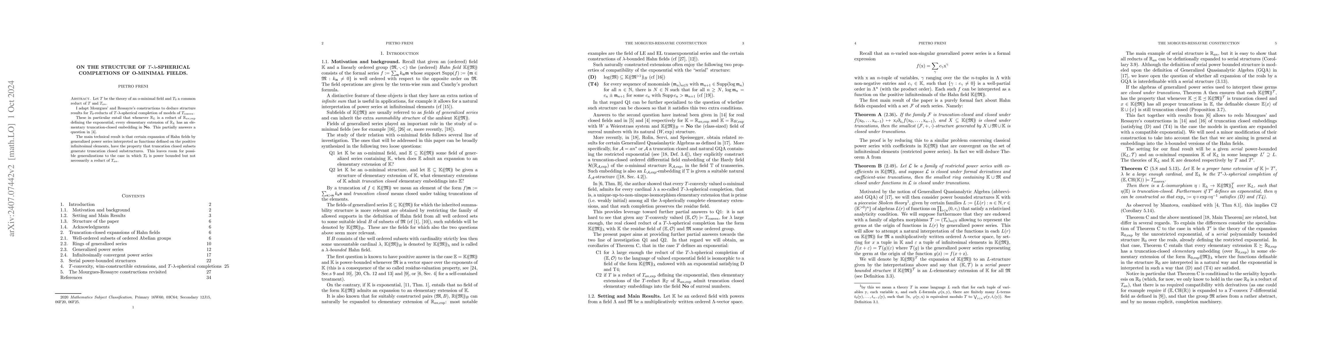 Thumbnail for On the structure of $T$-$λ$-spherical completions of o-minimal
  fields