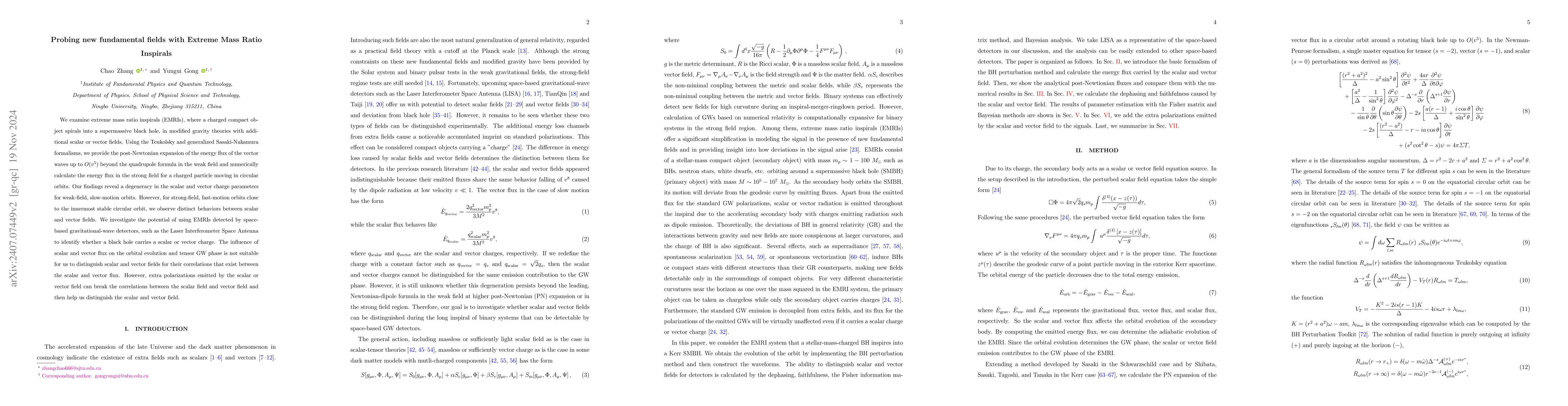 Thumbnail for Probing new fundamental fields with Extreme Mass Ratio Inspirals