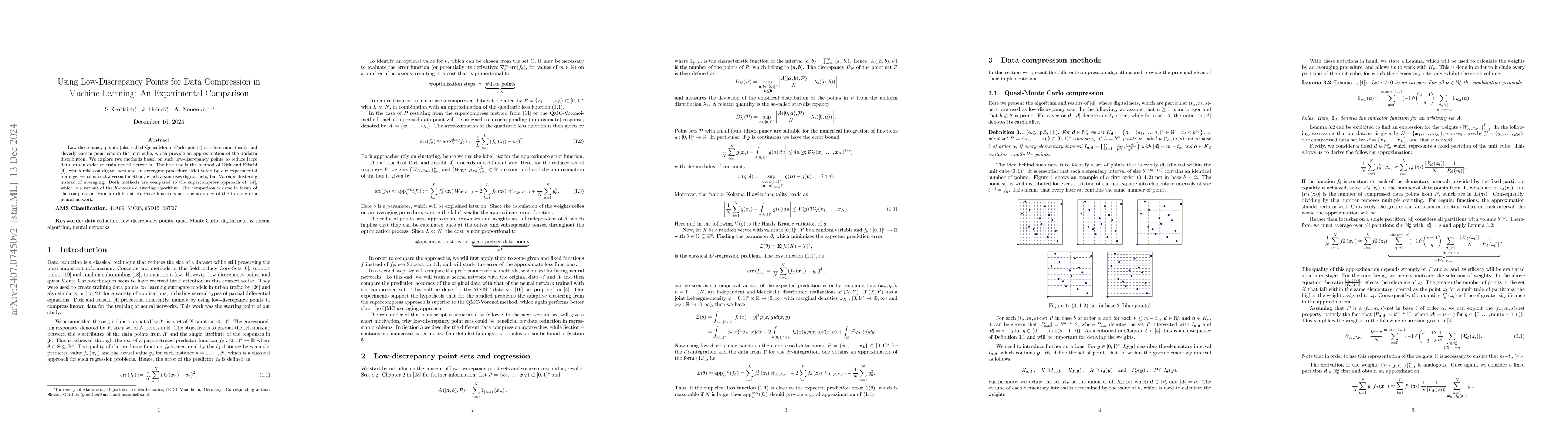 Thumbnail for Using Low-Discrepancy Points for Data Compression in Machine Learning:
  An Experimental Comparison