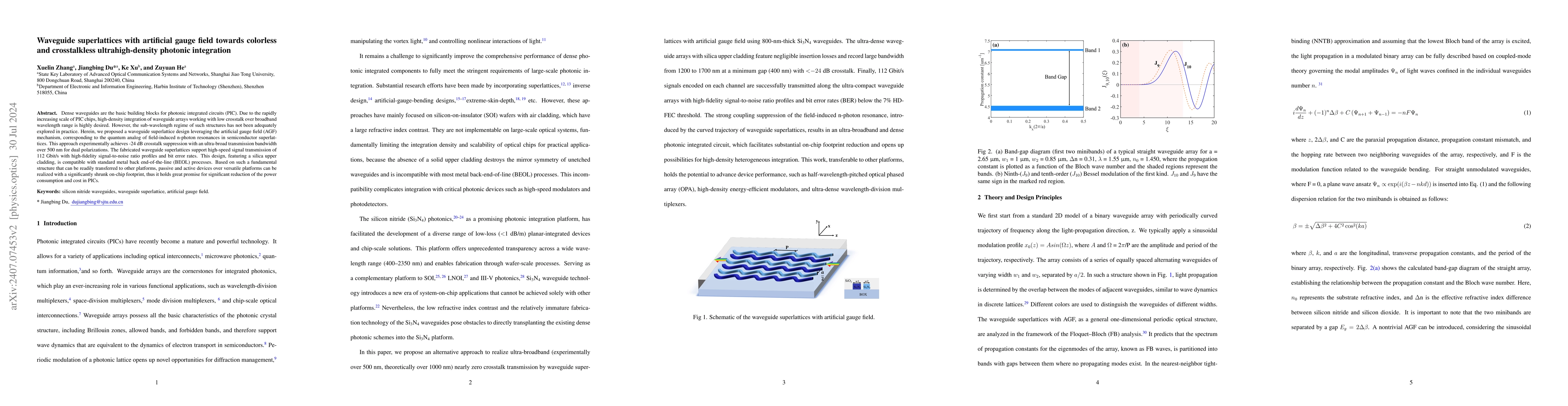 Thumbnail for Waveguide Superlattices with Artificial Gauge Field Towards Colorless
  and Crosstalkless Ultrahigh-Density Photonic Integration