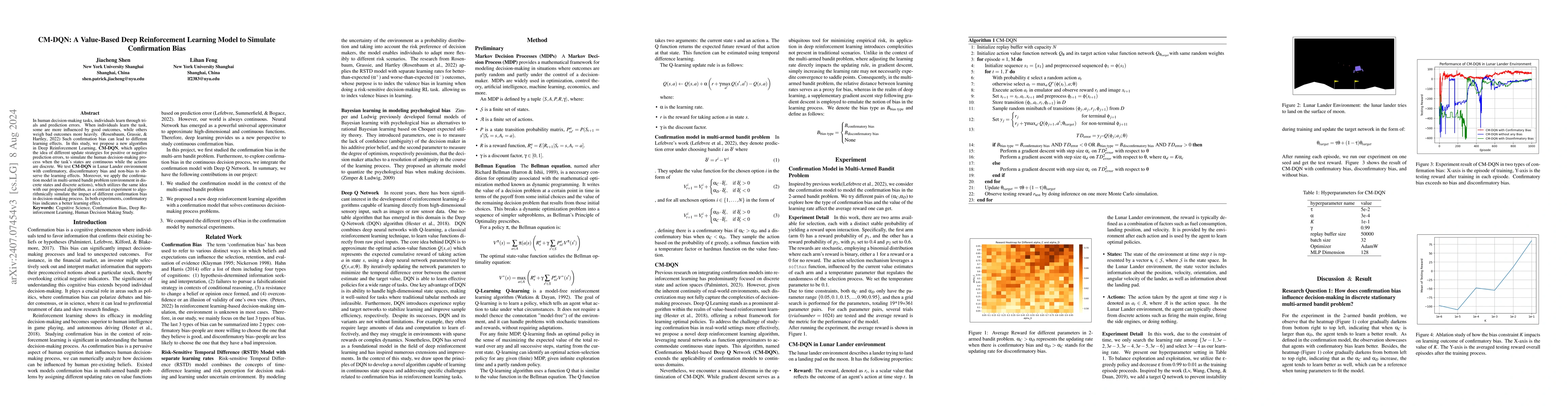 Thumbnail for CM-DQN: A Value-Based Deep Reinforcement Learning Model to Simulate
  Confirmation Bias