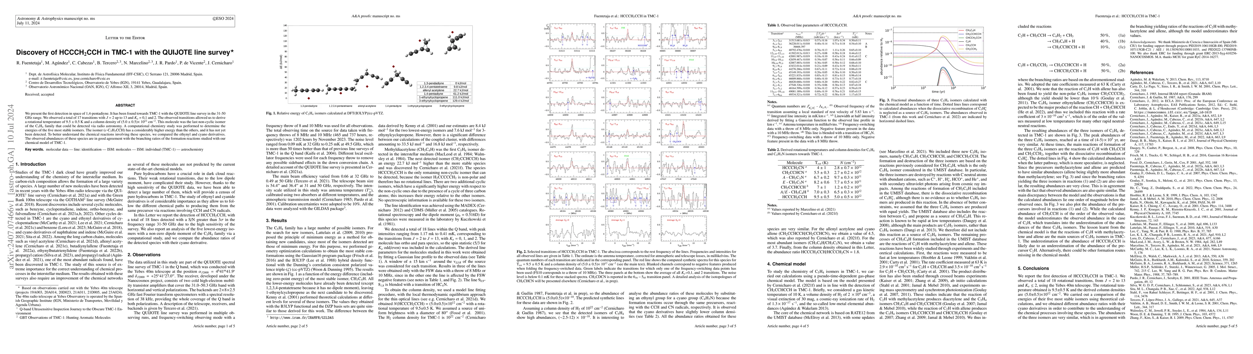 Thumbnail for Discovery of HCCCH2CCH in TMC-1 with the QUIJOTE line survey