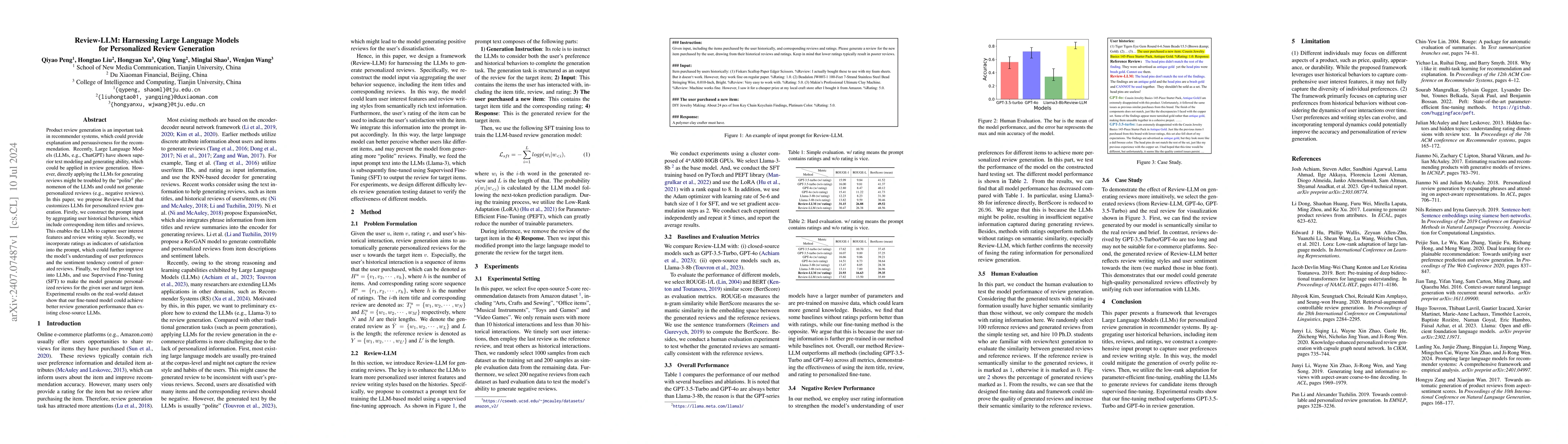 Thumbnail for Review-LLM: Harnessing Large Language Models for Personalized Review
  Generation