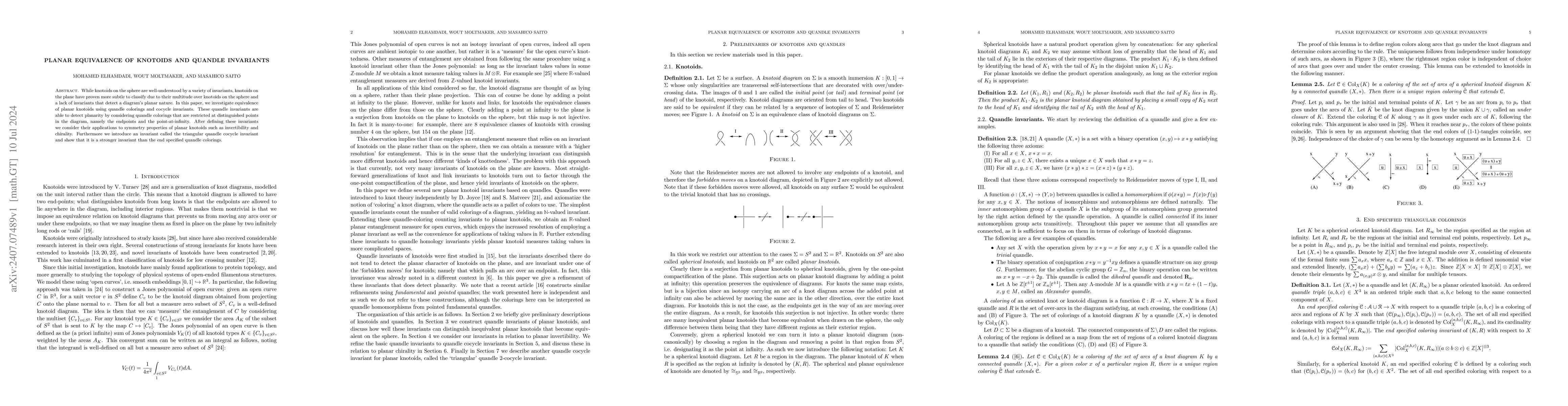 Thumbnail for Planar Equivalence of Knotoids and Quandle Invariants