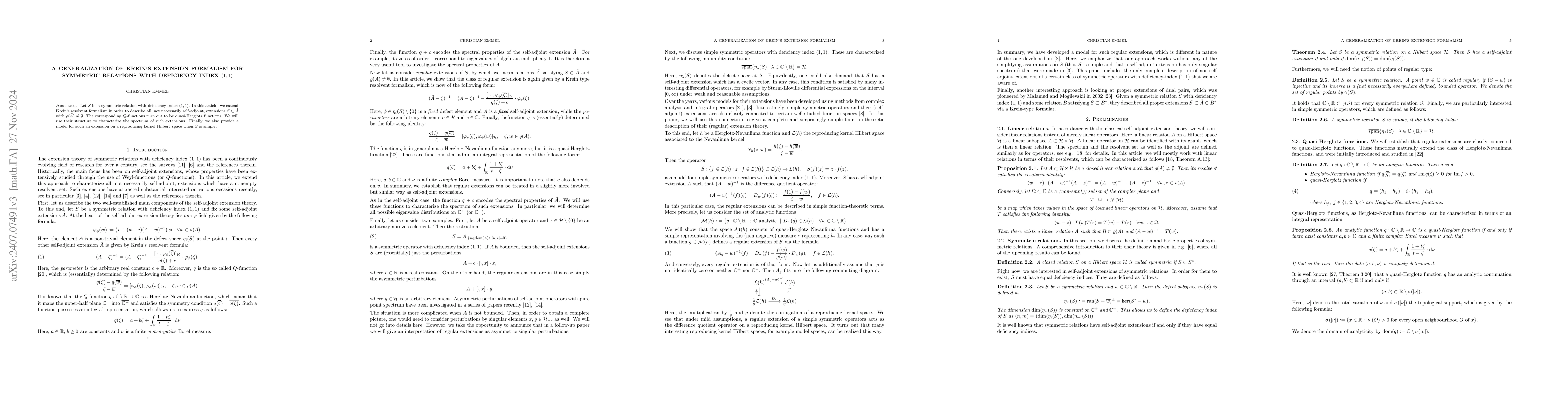 Thumbnail for A generalization of Krein`s extension formalism for symmetric relations
  with deficiency index (1,1)