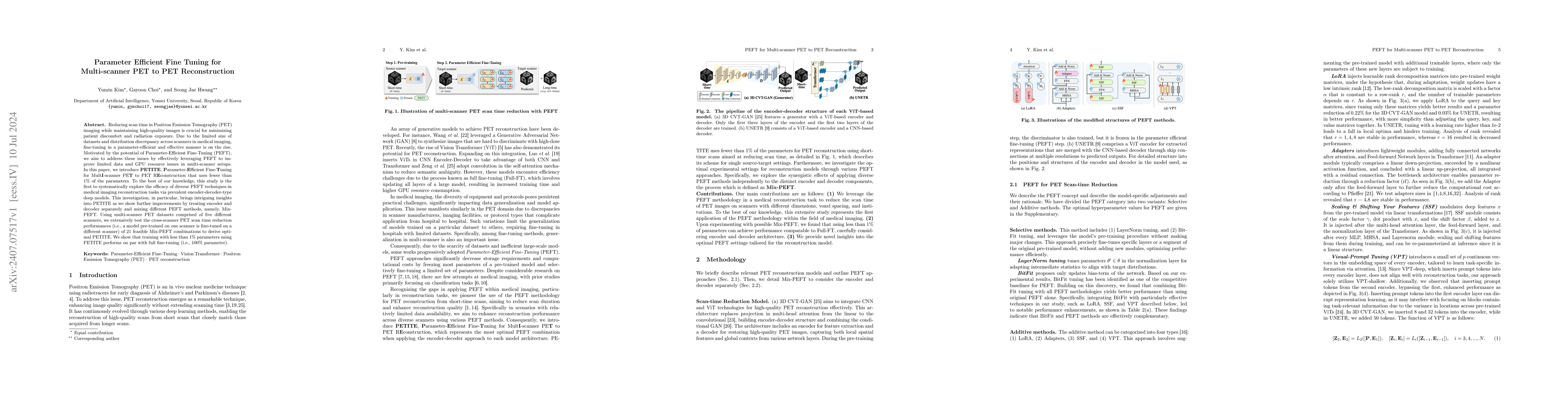 Thumbnail for Parameter Efficient Fine Tuning for Multi-scanner PET to PET
  Reconstruction