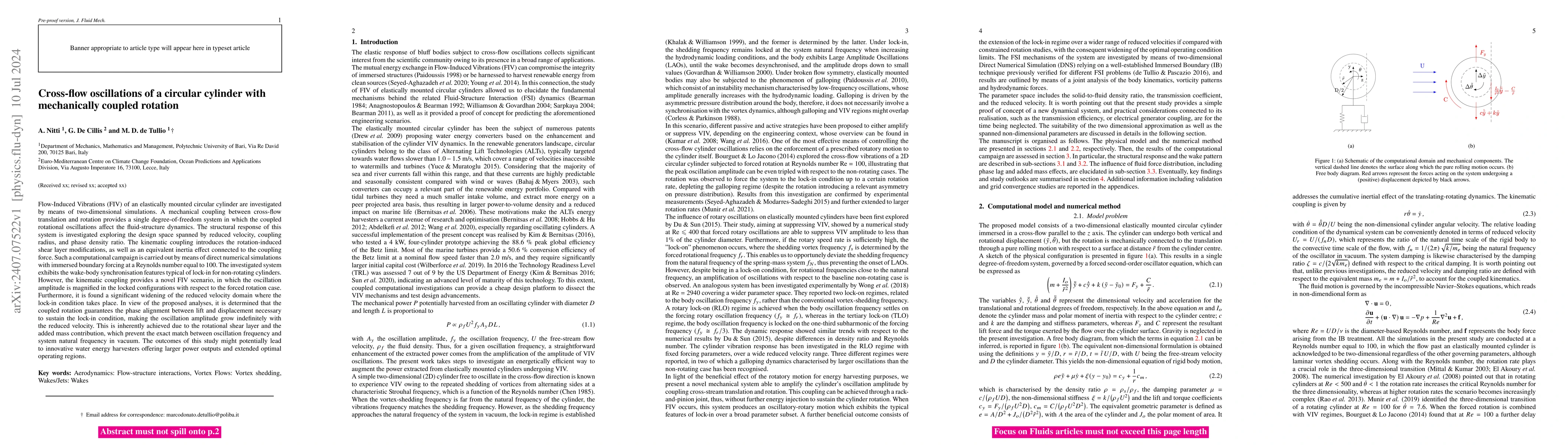 Thumbnail for Cross-flow oscillations of a circular cylinder with mechanically coupled
  rotation