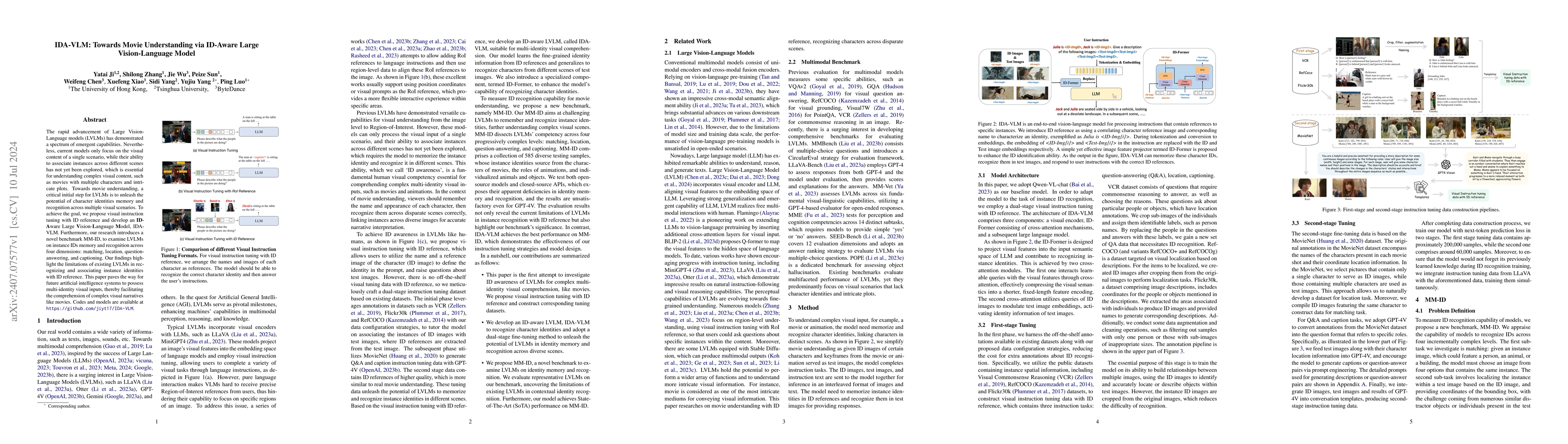 Thumbnail for IDA-VLM: Towards Movie Understanding via ID-Aware Large Vision-Language
  Model