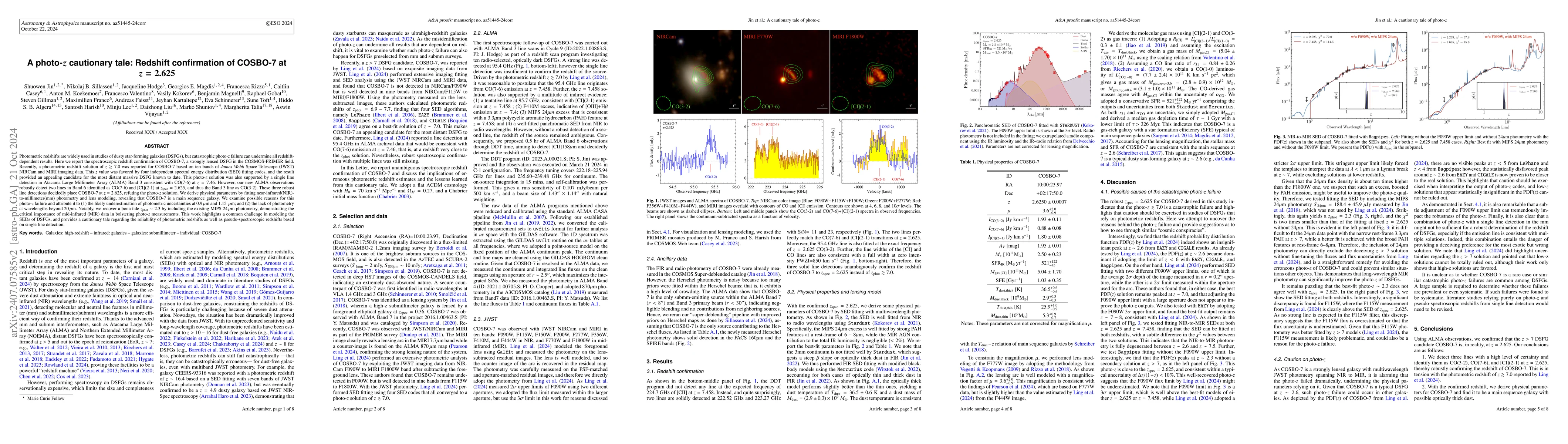 Thumbnail for A photo-z cautionary tale: Redshift confirmation of COSBO-7 at z=2.625